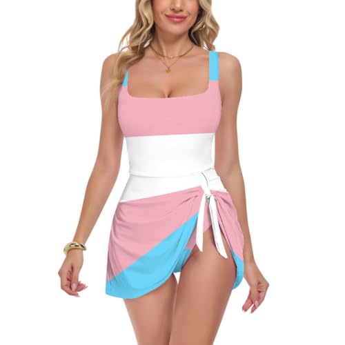 Traje de baño orgullo trans rosa y azul ideal para lucir en el desfile del orgullo LGBT