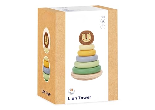 Miss OT Wooden Ring Stacker Toy for 1 Year Old - Montessori Toys for 1 Year Old Boy and Girl, Stacking Rings with Lion Topper, Baby Toy 12-18 Months, Fine Motor Skills, 1st Birthday Gift - Image 7