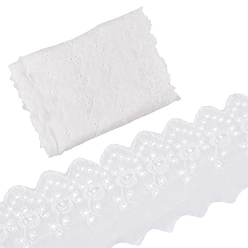 GORGECRAFT 7.5 Yards Cotton Lace Trim Eyelet Embroidery Fabric Curtain Tablecloth Slipcover Bridal Diy Clothing/Accessories for Diy Craft Sewing Wedding Decoration 90Mm Wide