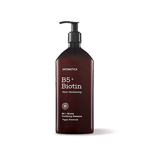 AROMATICA B5+Biotin Fortifying Shampoo 13.53oz / 400ml, Best Haircare by CertClean 2020,Silicone Free