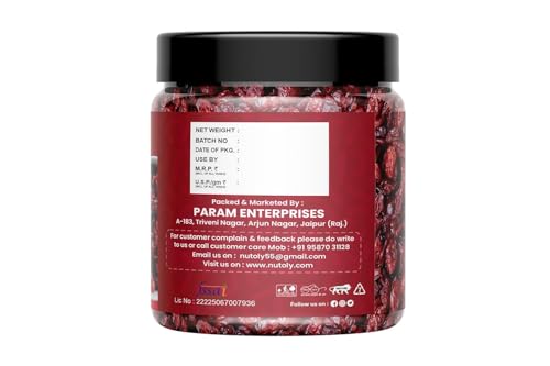 Image of Nutoly Dried Cranberries, Naturally Sweetened Premium Californian Cranberry, Antioxidants Rich, Delicious Tasty and Chewy Snack, Ideal for Snacking, Baking, Perfect for Gifting (0.5kg)