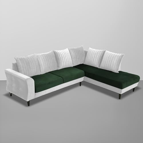 Image of Gratly RHS 4 Seater L Shape Sofa Set for Living Room (Green Grey Colour) Premium Fabric Sofa
