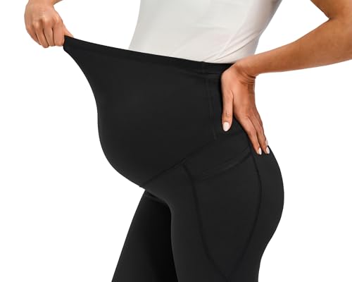 JOYSPELS Schwangerschaftsleggings über dem Bauch mit Taschen, Nicht durchsichtig, Workout, Schwangerschaftsleggings, Schwarz, M
