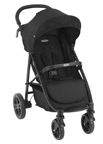 Graco EeZeFold™ Sportwagen mit cleverem Faltmechanismus, ab Geburt bis ca. 3 Jahre (0 bis 15 kg), inkl. Regenverdeck, schwarz, Midnight