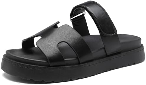 Women's Thick Platform Slide Sandals anti-slip Sole Open Toe Strap Summer Flats Shoes