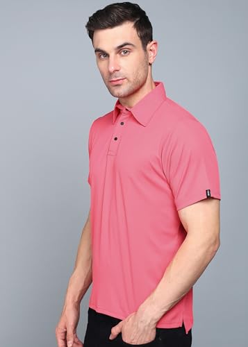 Image of INKKR Men Soild Polo Neck Texture T-Shirt