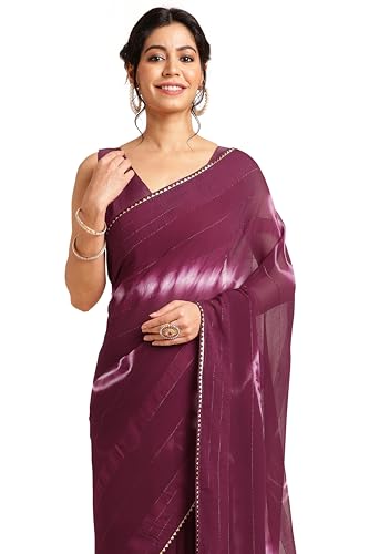 Image of MIRCHI FASHION Women Saree Shibori Print Chiffon | Elegant Festive and Functional Sari for All-Day Comfort with Matching Blouse