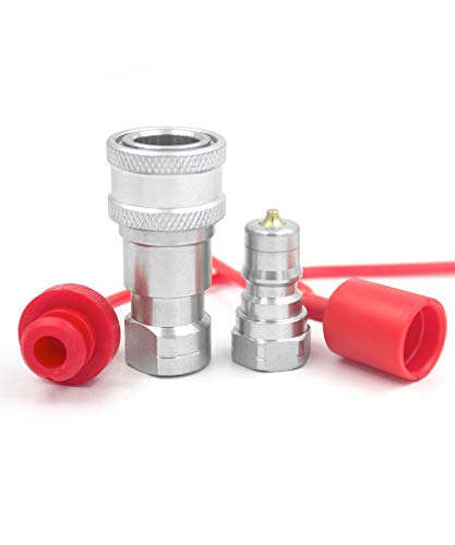 1/4" NPT Thread ISO-B Hydraulic Quick Disconnect Coupler Tractor Quick Coupling with Dust Caps