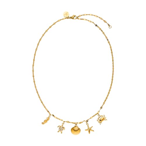Purelei Underwater World Women's Stainless Steel Waterproof Maritime Pendant Necklace of Length 40-45cm, Stainless Steel, Crystal Purelei Underwater World Women's Stainless Steel Waterproof Maritime Pendant Necklace of Length 40-45cm, Stainless Steel, Crystal