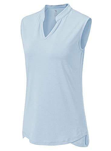 Image of BGOWATU Women's Golf Polo T-Shirts Sleeveless V Neck Collarless Tennis Shirts UV Protection Quick Dry Lightweight