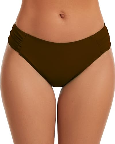 Image of Women's Bathing Suit Bottoms Full Coverage Ruched Bikini Tankini Bottom Swimsuit Brief