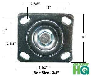 CasterHQ - 4" x 2" Stainless Rigid Caster - Thermo Plastic Rubber Wheel - 300 lbs Cap