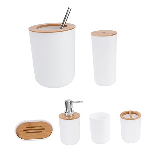 Amosfun Conjunto de 5 acessórios casa de banho conjunto acessórios de casa de banho design ergonómico ideal para recém-casados e mudanças