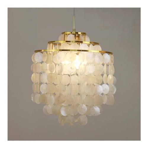 Lustre suspension coquillage haut de gamme 3 couches luminaire design carillon E27