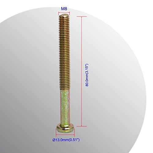 Vis à tête plate hexagonale M8 x 80 mm robustes pour fixations mécaniques