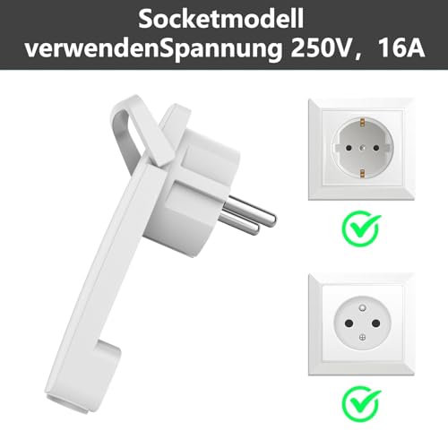 2 Stück Weiß Schutzkontakt Winkelstecker 250 V (16A), Europäischer Stecker mit Klappgriff, Schutzkontakt Stecker für Kabel bis 3x1,5 mm², Flachstecker IP20 für den Heimgebrauch
