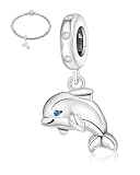JEXOWIQ Charm Ciondolo Delfino per Bracciali, Ciondoli Animali Carini con Cristalli, Charms per Bracciali, Regalo Gioielli Donna, Ciondoli per Braccialetti e Collezionismo