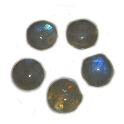Pierre de Lune Arc-en-Ciel lot 5 cabochons ronds 20-35 carats pierre naturelle lithothérapie