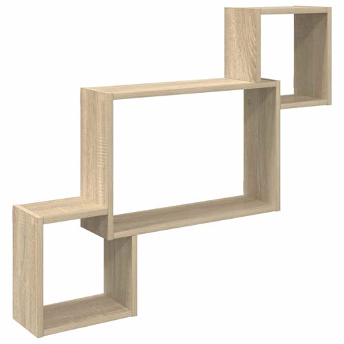 Étagère murale stable en bois marron à compartiments multifonction - 2