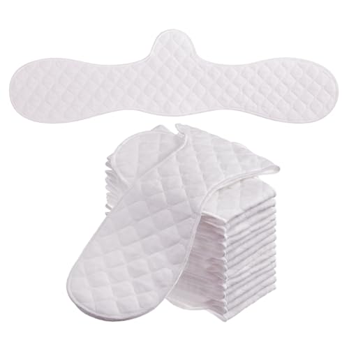 Boyiee 16 Pcs Cotton Bra Liners 3 Layer Reusable Boob Towel Under Breast Sweat Absorber Pads for Woman(M) White