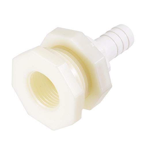 uxcell Bulkhead Fitting Adapter 12mm Barbed x G1/2 Female ABS White for Aquariums, Water Tanks, Tubs, Pools