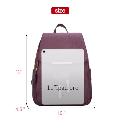 Image of KKXIU Trendy Leather Backpack Purse for Women and Ladies Shoulder Travel Daypacks Bags (A-Wine)