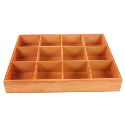Boîte de rangement en bois 12 compartiments GALPADA plateau - 2