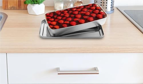 Plat de cuisson rectangulaire en inox avec couvercle pour gâteaux - 3