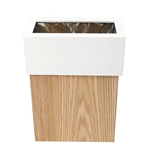 ZHZ-DT Papelera de residuos del Armario Cubo de Dormitorio Reciclaje de Madera compacta Estrecha Reciclaje de la Papelera Bote de Basura Cubos para Hotel SPA Oficina, Blanco (Size : 30x14x65cm) Cover