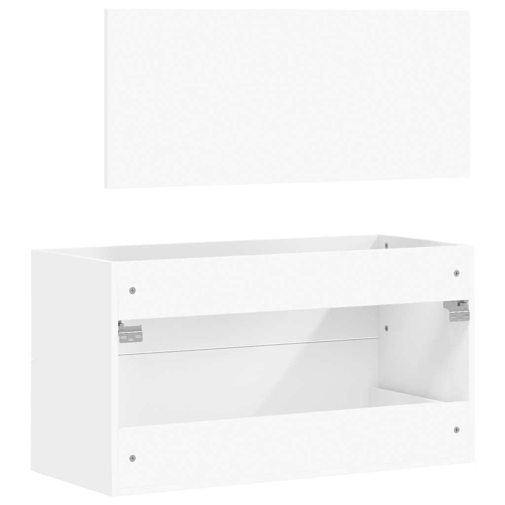 SYDE Armario de Baño con Espejo, Madera de Ingeniería Blanco | Montaje en Pared, Amplio Almacenaje, Resistente a la Humedad, Diseño Minimalista