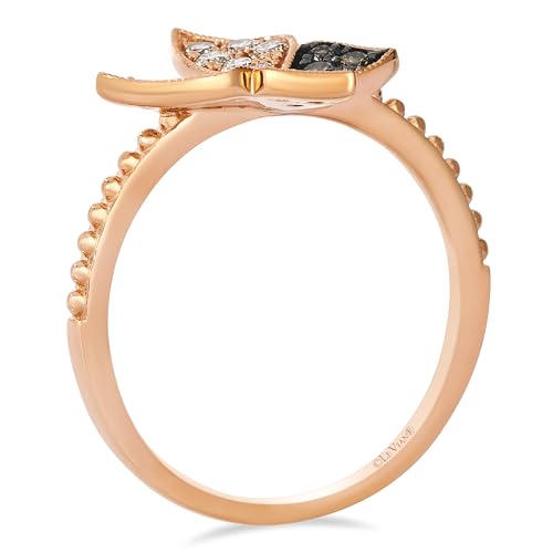 Le Vian 1/3 Carat White and Chocolate Diamond Ring for Women | 14k Rose Gold Pave Statement Ring for Her Elegant Butterfly Shaped (White/Brown 0.29 cttw) Promise Wedding Anniversary Band Size 5 to 8.52