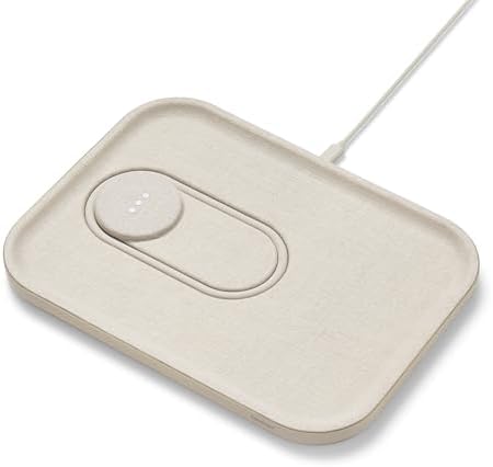 Courant MAG:3 Charger and Tray - Belgian Linen, Multi-Device Charger Compatible with MagSafe iPhones 15/14/13/12 or Wireless AirPod Cases (Natural)