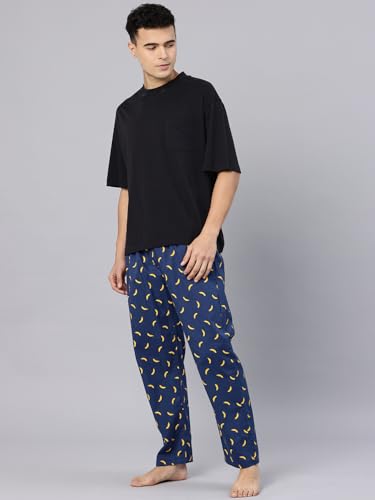 Image of Majestic Man Men's Printed Pure Cotton Lounge Pyjama | Comfort Fit | Elastic Waist with Drawstring | 3 Pockets | Button Closure