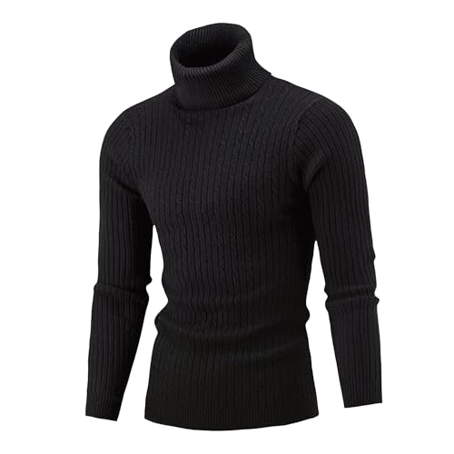 DGHM-JLMY 1/2 Pack Mens Ribbed Slim Fit Knitted Pullover Casual Twisted Turtleneck Sweater Regular Joker High Neck Jumper4