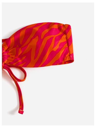 GORGLITTER Women's 2 Piece Zebra Animal Print Strapless Bikini Set Thong String High Cut Swimsuit3