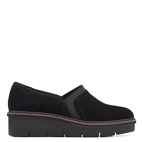 Clarks Women's Airabell Mid Loafer, Black Suede, 9