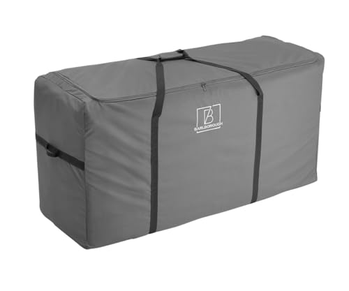 Barlborough Garden Cushion Protective Storage Bag Cover | Medium 120 x 50 x 68cm | Waterproof Resistant with Zips for Outdoor Furniture Sofa Cushions Grey