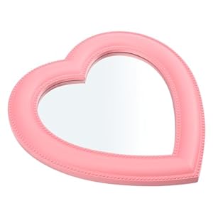 Beatifufu Love Makeup Mirror Pink Heart Makeup Mirror Heart Mirror for Wall Pink Heart Mirror Heart Wall Mirror Mirrors Wall-Mounted Mirror Student One-Way Mirror Cosmetic