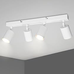 Lampara Techo Focos Amazon TaFiCo GU10 Lampara Techo Foco Blanco - Lámpara Techo 4 Focos Ajustables y Giratorios - Modernas Focos Para el Techo - Sin Bombilla