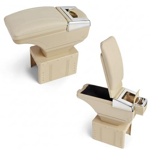 Image of Oshotto PU Leather AR-01 Car Armrest Console Box Compatible with Maruti Suzuki Alto 800 - Beige