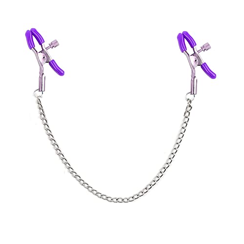 NORLSO Body Chain Stainless Steel Adjustable Body Ring Body Clamps Body Ring Non-Piercing Chain Stainless Steel for Women Faux Body Jewelry (Purple)