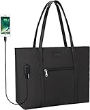 USB Laptop Tote Bag,Chomeiu Woman 15.6 inch Laptop Organizer Bag Teacher Work Purse (Black)