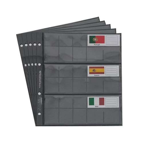 5 Small Prophila Coin Sheets for Euro Coins with Flags Cards