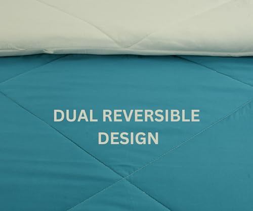 Image of Galaxy Home Decor Premium Microfibre Reversible Comforter | Ultra-Soft, Lightweight & All-Season Warm Quilt | Cozy AC Blanket for Double Bed 90 inch x 100 inch | 220 GSM, Teal & Ivory