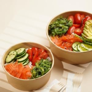 100 Ciotole In Carta Kraft Con Coperchio - 1300ml, Compostabili, Per Insalate E Cibi Freddi/Caldi - Foto 8