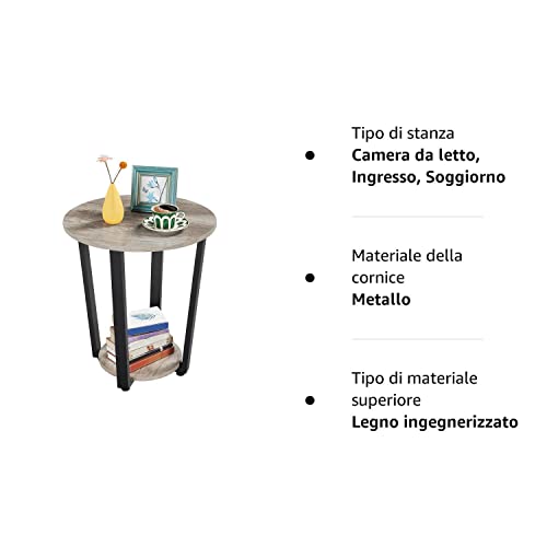 Yaheetech Tavolino da Caffè Rotondo Industriale
