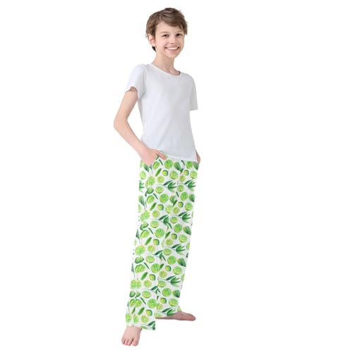 Boys' Pants Green Lemon Fruit Long Bottoms Jogger Pants Elastic Waist Trousers with Pockets S-XL4