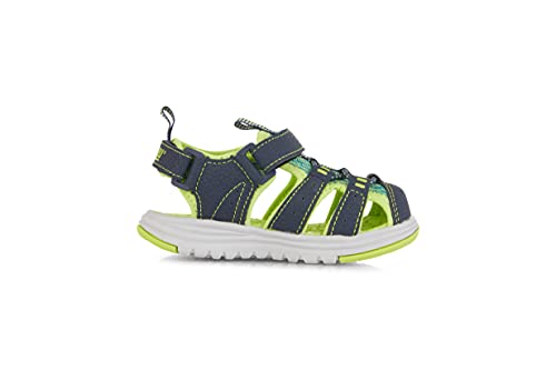 Khombu Boys Girls Sandals Closed-Toe Outdoor Hiking/Walking Athletic Summer Water Shoes, Navy/Lime, 11 Toddler #TOP2
