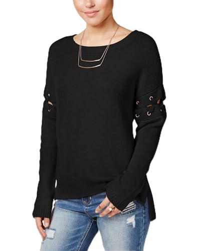 Almost Famous Juniors Lace Up High Low Sweater Black XL