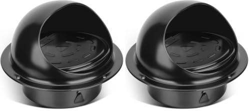 Image of Matework Dryer Vent Cover Outside, 4 Inch Stainless Steel Round Dryer Vent, Auto-Open Wall Vent (Black) (Pack of 2)